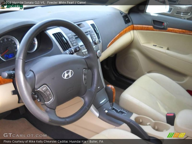 Powder White Pearl / Camel 2009 Hyundai Sonata GLS V6