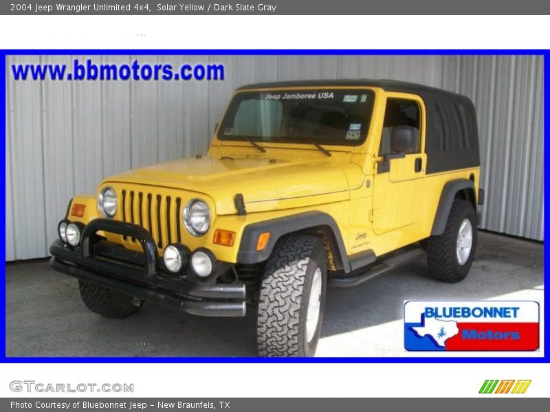 Solar Yellow / Dark Slate Gray 2004 Jeep Wrangler Unlimited 4x4
