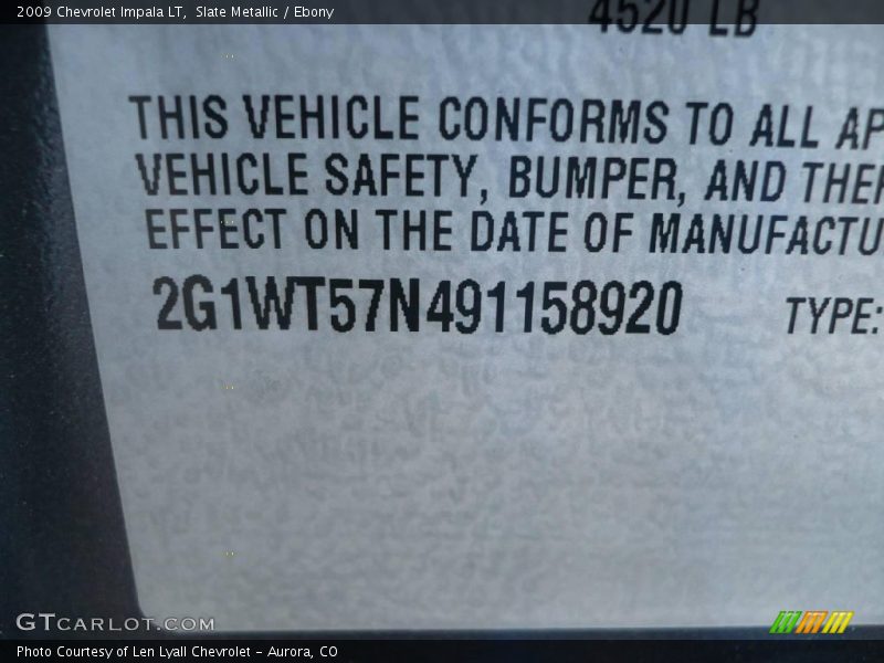 Slate Metallic / Ebony 2009 Chevrolet Impala LT