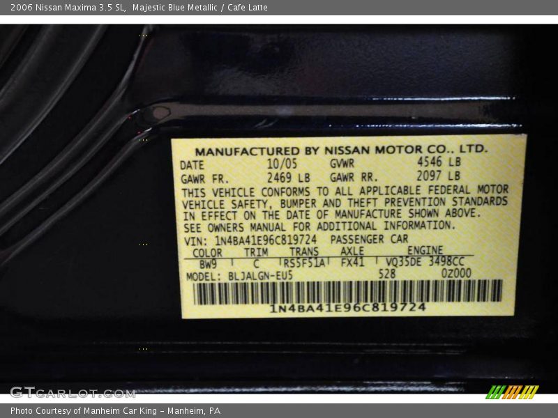 Majestic Blue Metallic / Cafe Latte 2006 Nissan Maxima 3.5 SL