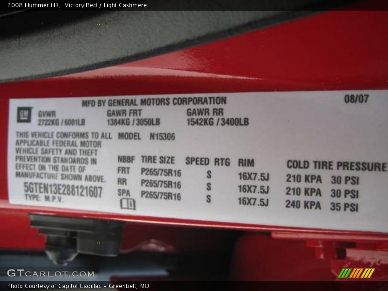 Victory Red / Light Cashmere 2008 Hummer H3