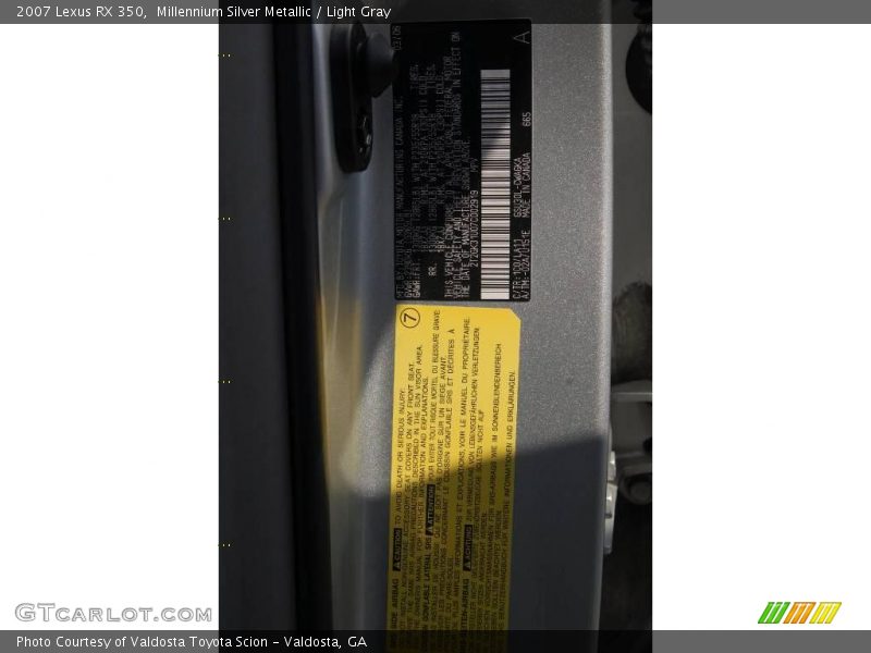 Millennium Silver Metallic / Light Gray 2007 Lexus RX 350