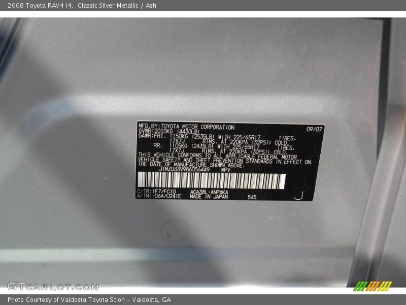 Classic Silver Metallic / Ash 2008 Toyota RAV4 I4
