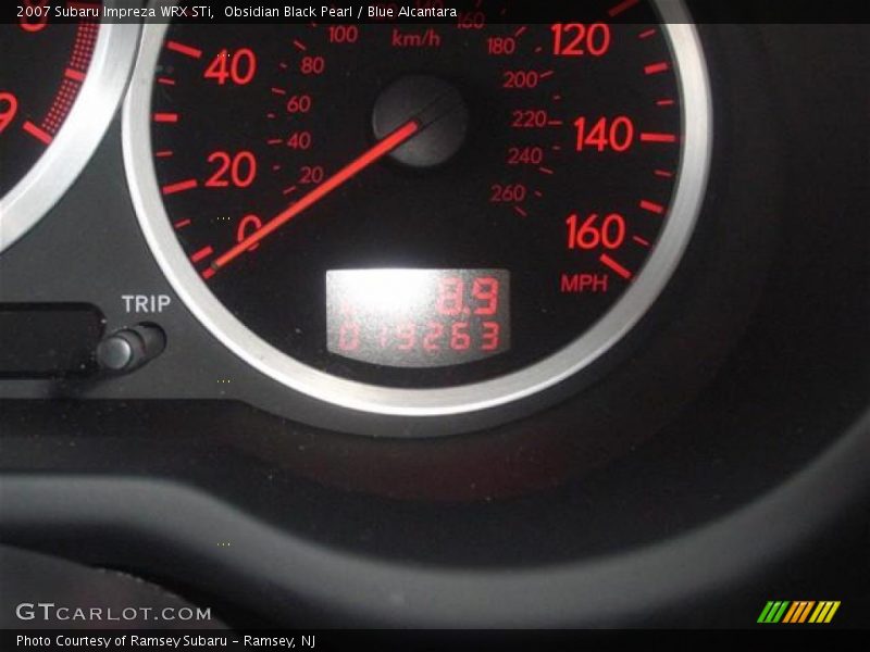 Obsidian Black Pearl / Blue Alcantara 2007 Subaru Impreza WRX STi