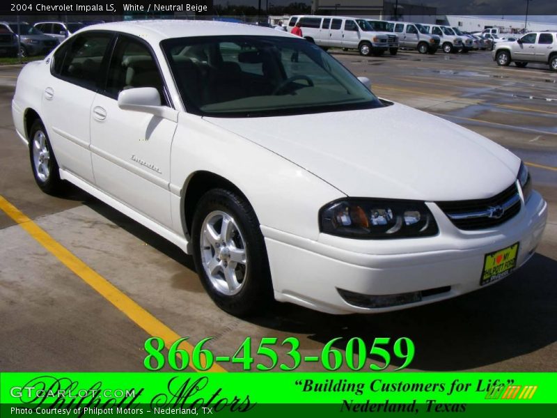 White / Neutral Beige 2004 Chevrolet Impala LS