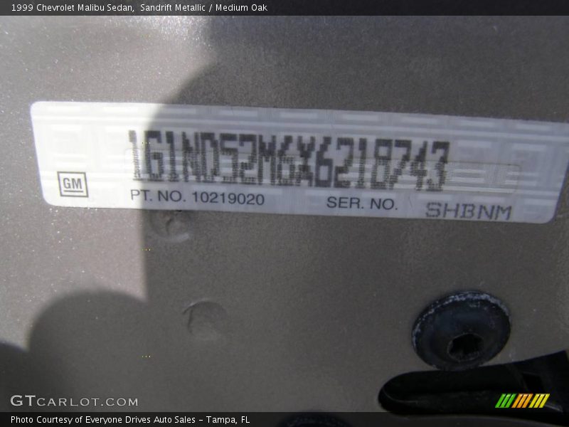 Sandrift Metallic / Medium Oak 1999 Chevrolet Malibu Sedan