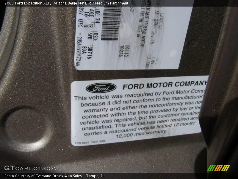 Arizona Beige Metallic / Medium Parchment 2003 Ford Expedition XLT