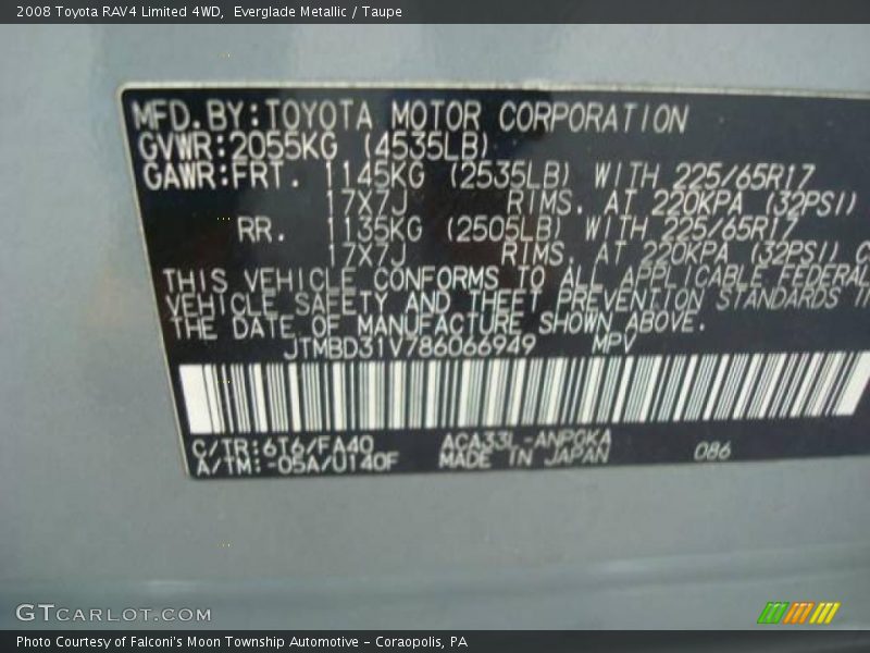 Everglade Metallic / Taupe 2008 Toyota RAV4 Limited 4WD