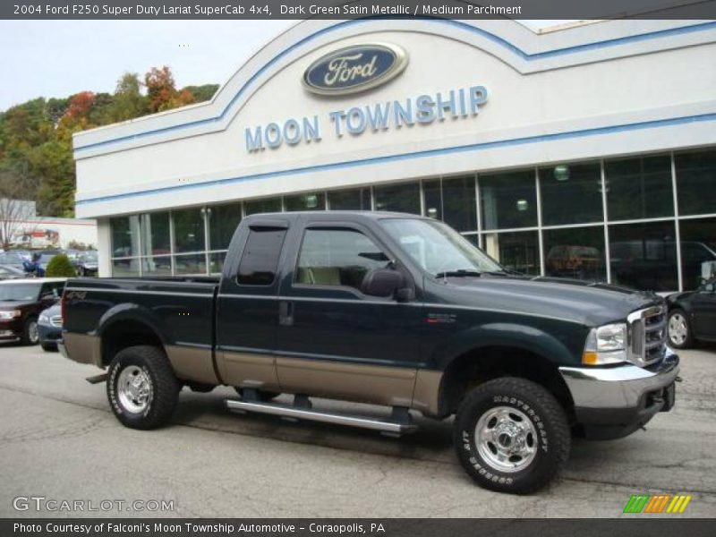 Dark Green Satin Metallic / Medium Parchment 2004 Ford F250 Super Duty Lariat SuperCab 4x4