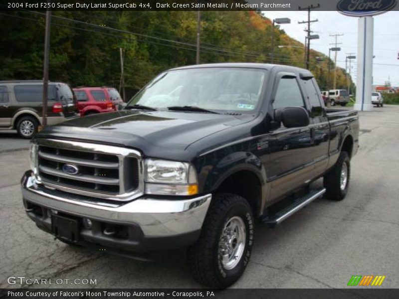 Dark Green Satin Metallic / Medium Parchment 2004 Ford F250 Super Duty Lariat SuperCab 4x4