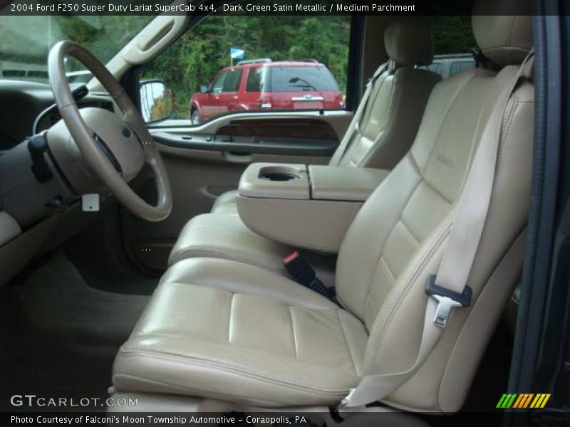 Dark Green Satin Metallic / Medium Parchment 2004 Ford F250 Super Duty Lariat SuperCab 4x4