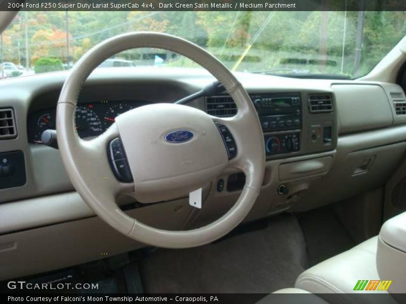 Dark Green Satin Metallic / Medium Parchment 2004 Ford F250 Super Duty Lariat SuperCab 4x4