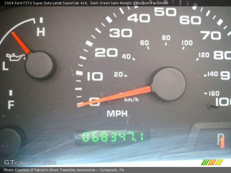 Dark Green Satin Metallic / Medium Parchment 2004 Ford F250 Super Duty Lariat SuperCab 4x4