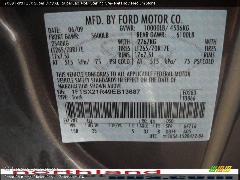 Sterling Grey Metallic / Medium Stone 2009 Ford F250 Super Duty XLT SuperCab 4x4