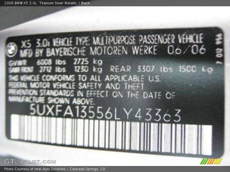 Titanium Silver Metallic / Black 2006 BMW X5 3.0i