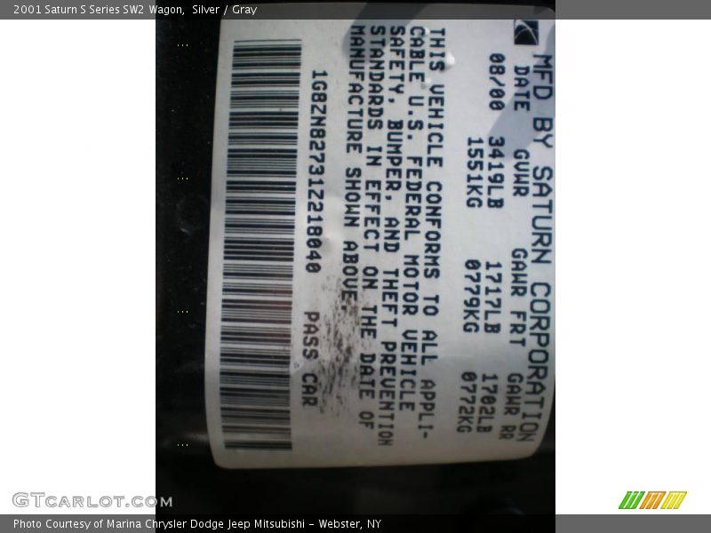 Silver / Gray 2001 Saturn S Series SW2 Wagon