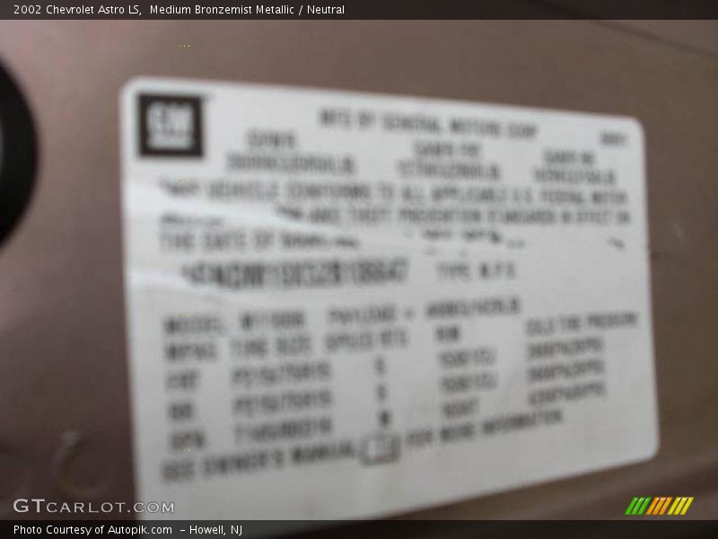 Medium Bronzemist Metallic / Neutral 2002 Chevrolet Astro LS