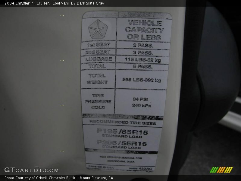 Cool Vanilla / Dark Slate Gray 2004 Chrysler PT Cruiser