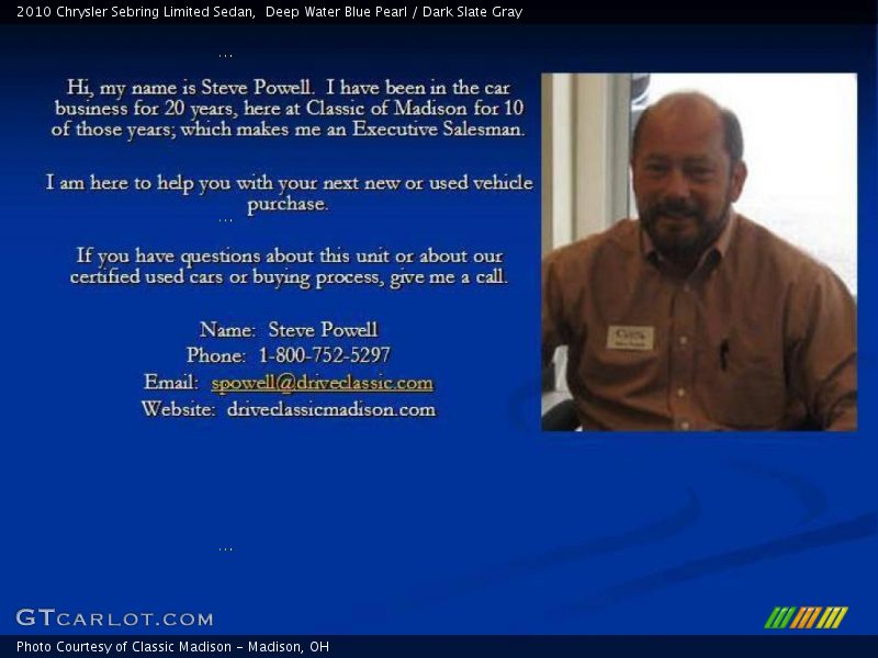 Deep Water Blue Pearl / Dark Slate Gray 2010 Chrysler Sebring Limited Sedan