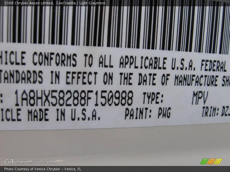 Cool Vanilla / Light Graystone 2008 Chrysler Aspen Limited