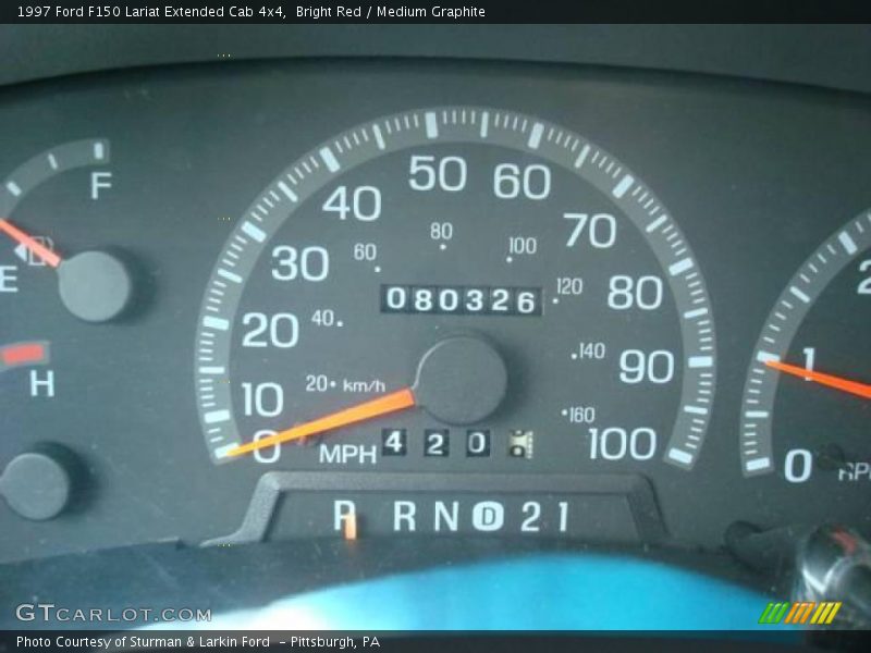 Bright Red / Medium Graphite 1997 Ford F150 Lariat Extended Cab 4x4