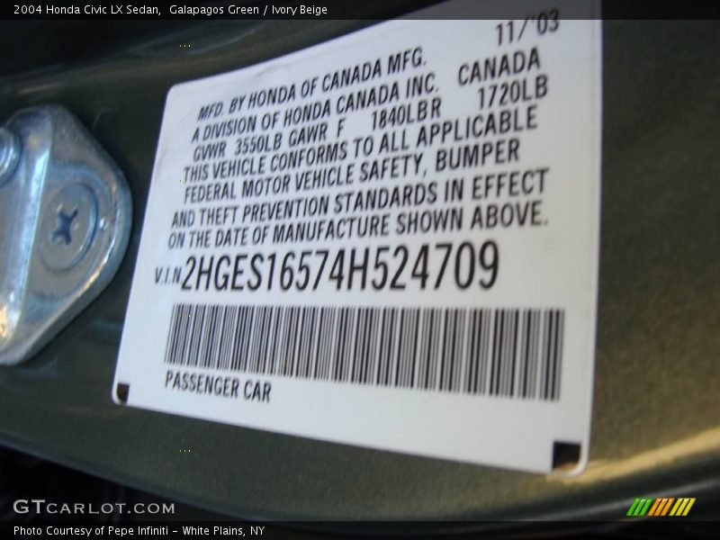 Galapagos Green / Ivory Beige 2004 Honda Civic LX Sedan
