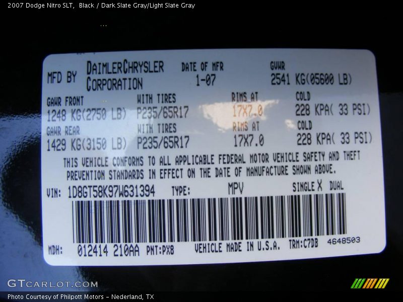Black / Dark Slate Gray/Light Slate Gray 2007 Dodge Nitro SLT