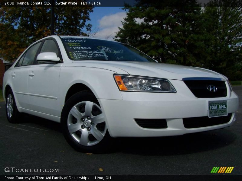 Powder White Pearl / Beige 2008 Hyundai Sonata GLS