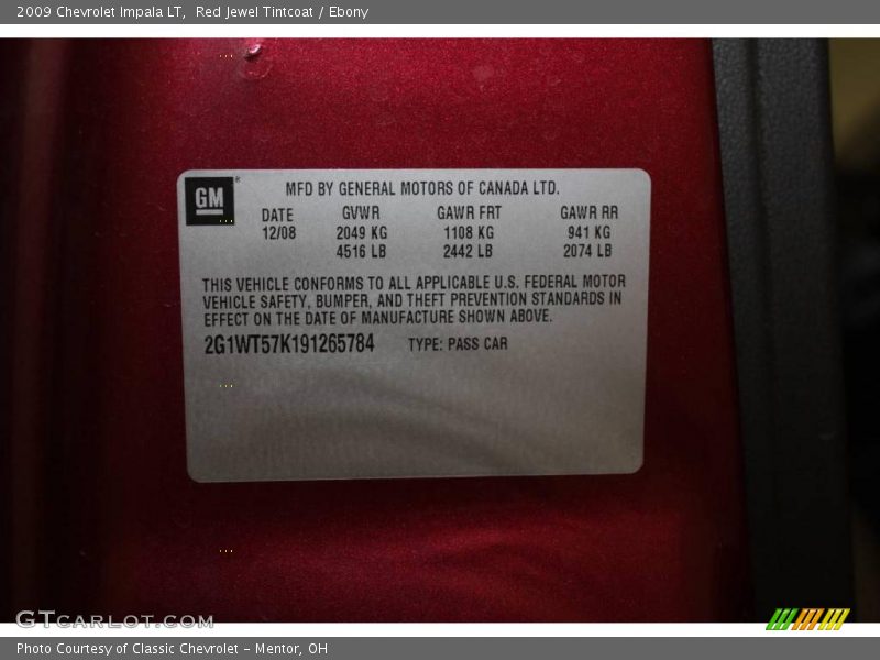 Red Jewel Tintcoat / Ebony 2009 Chevrolet Impala LT