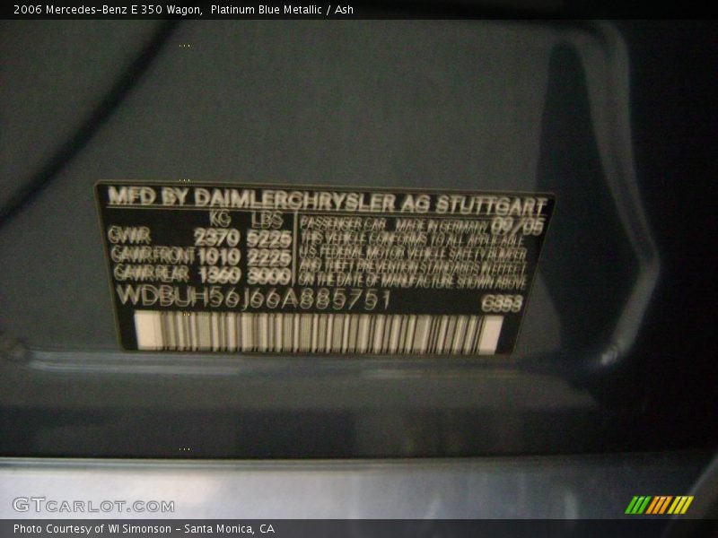 Platinum Blue Metallic / Ash 2006 Mercedes-Benz E 350 Wagon