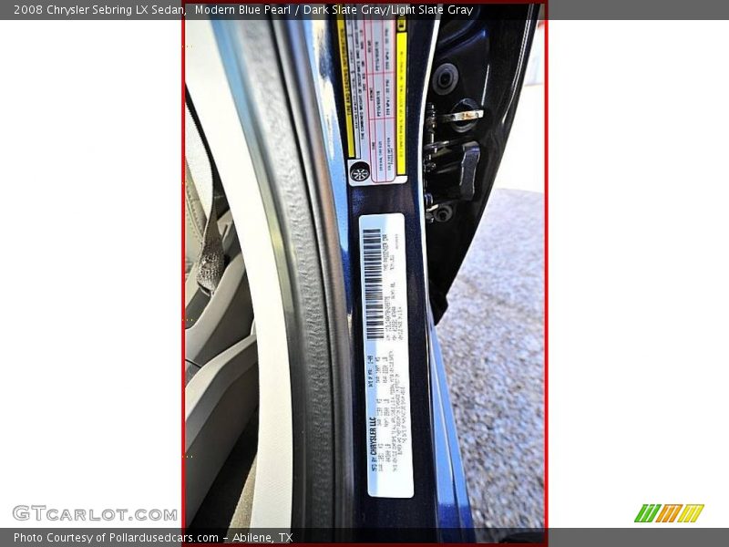 Modern Blue Pearl / Dark Slate Gray/Light Slate Gray 2008 Chrysler Sebring LX Sedan