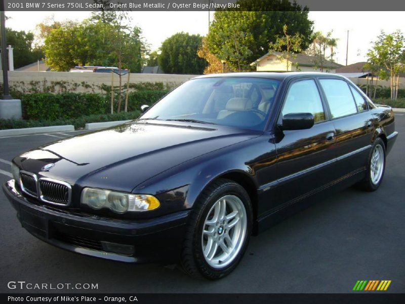 Orient Blue Metallic / Oyster Beige/Navy Blue 2001 BMW 7 Series 750iL Sedan