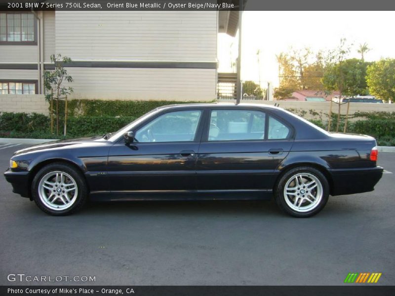 Orient Blue Metallic / Oyster Beige/Navy Blue 2001 BMW 7 Series 750iL Sedan