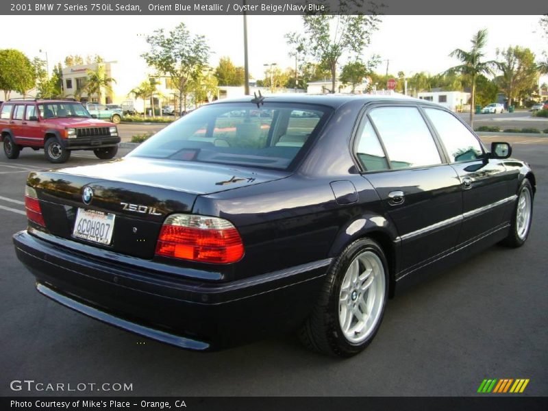 Orient Blue Metallic / Oyster Beige/Navy Blue 2001 BMW 7 Series 750iL Sedan