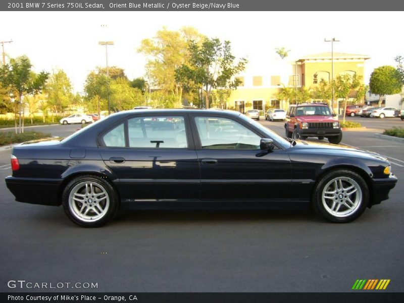 Orient Blue Metallic / Oyster Beige/Navy Blue 2001 BMW 7 Series 750iL Sedan