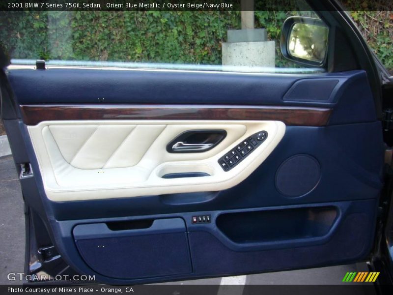 Orient Blue Metallic / Oyster Beige/Navy Blue 2001 BMW 7 Series 750iL Sedan