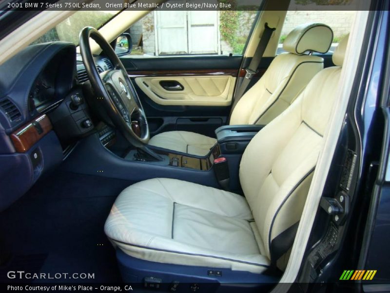Orient Blue Metallic / Oyster Beige/Navy Blue 2001 BMW 7 Series 750iL Sedan