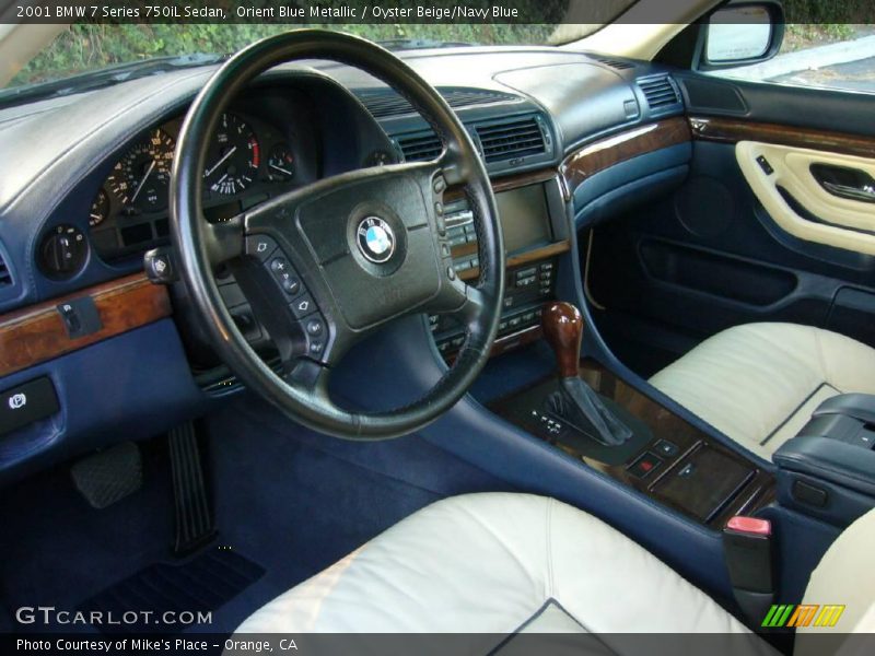 Orient Blue Metallic / Oyster Beige/Navy Blue 2001 BMW 7 Series 750iL Sedan