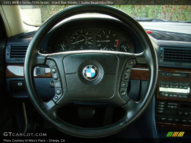 Orient Blue Metallic / Oyster Beige/Navy Blue 2001 BMW 7 Series 750iL Sedan