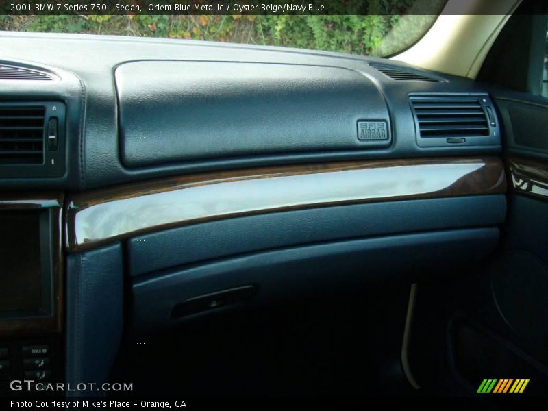 Orient Blue Metallic / Oyster Beige/Navy Blue 2001 BMW 7 Series 750iL Sedan