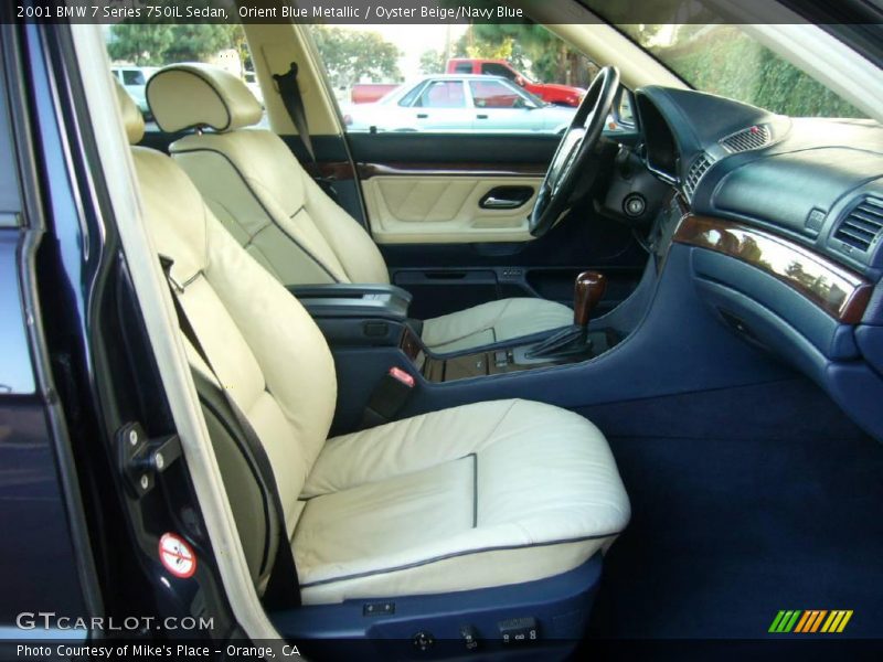 Orient Blue Metallic / Oyster Beige/Navy Blue 2001 BMW 7 Series 750iL Sedan