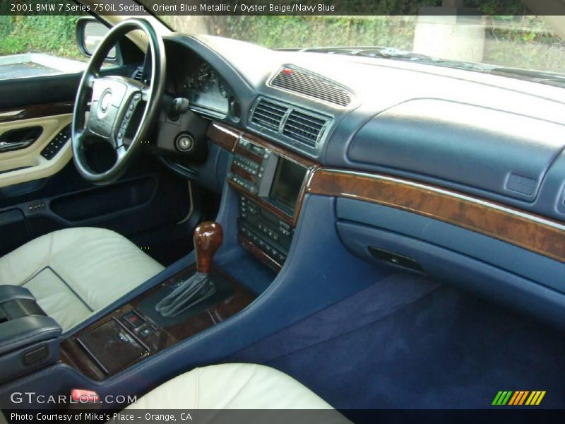Orient Blue Metallic / Oyster Beige/Navy Blue 2001 BMW 7 Series 750iL Sedan