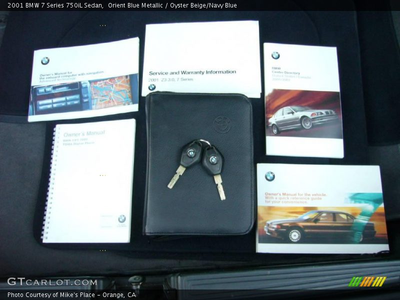 Orient Blue Metallic / Oyster Beige/Navy Blue 2001 BMW 7 Series 750iL Sedan