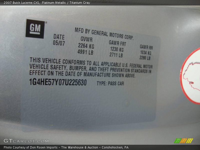 Platinum Metallic / Titanium Gray 2007 Buick Lucerne CXS