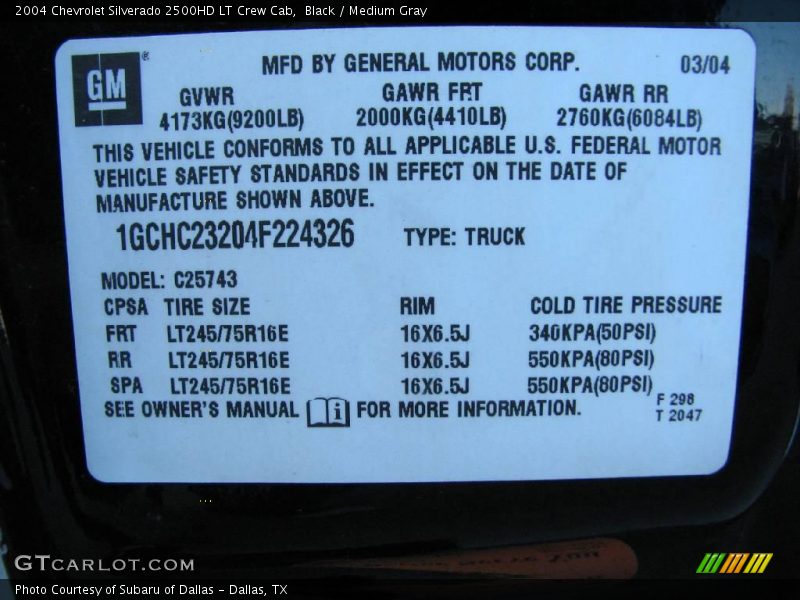 Black / Medium Gray 2004 Chevrolet Silverado 2500HD LT Crew Cab