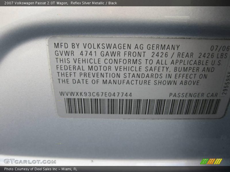 Reflex Silver Metallic / Black 2007 Volkswagen Passat 2.0T Wagon