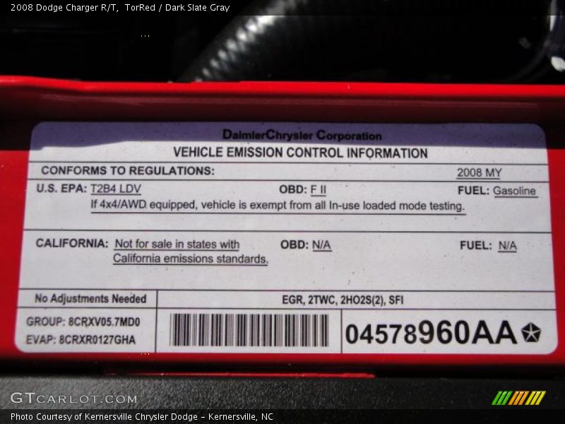 TorRed / Dark Slate Gray 2008 Dodge Charger R/T