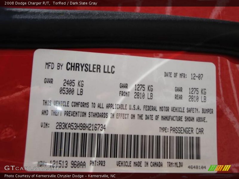 TorRed / Dark Slate Gray 2008 Dodge Charger R/T