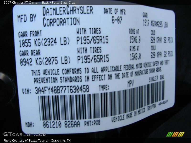 Black / Pastel Slate Gray 2007 Chrysler PT Cruiser