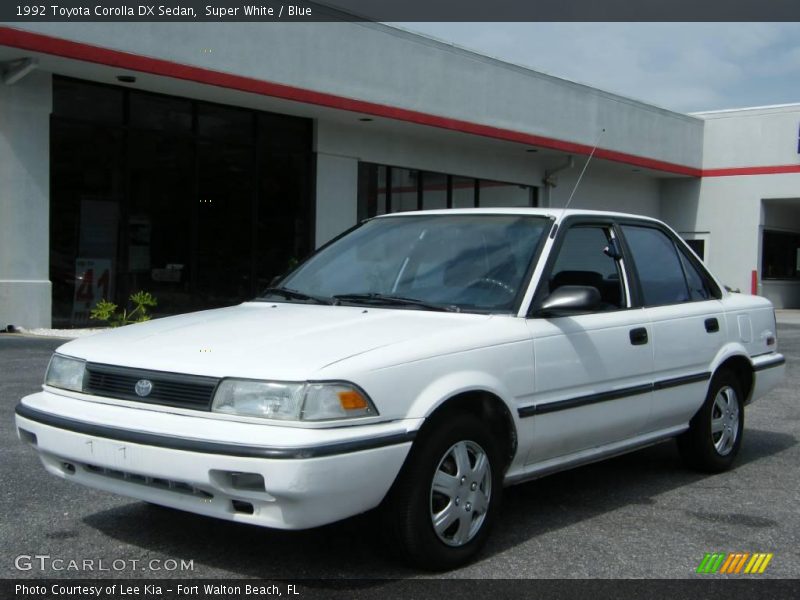 Super White / Blue 1992 Toyota Corolla DX Sedan